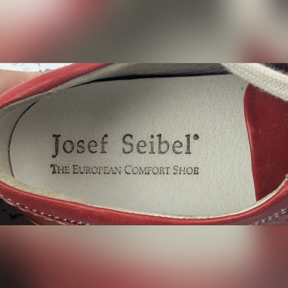 Josef Seibel Size 38 (Size 7-7.5) Red Leather Sneakers - Picture 8 of 11